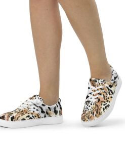 Leopard Print Lace-Up Canvas Shoes Mo33