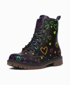 Pastel Goth Heart Combat Boots Mo20