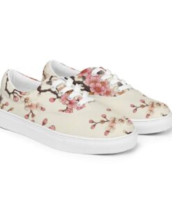 Sakura Flowers Lace-Up Canvas Shoes Mo29