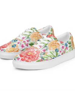 Watercolor Flowers Lace-Up Canvas Shoes Mo31